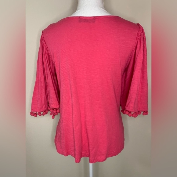 🎄🎄DG2 Diane Gilman Boho Flutter Sleeve Top Pink Women Small - Picture 2 of 7